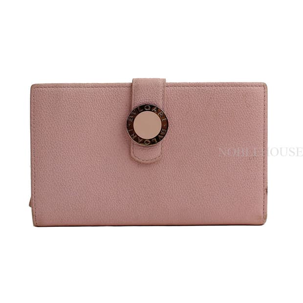 불가리 연핑크 은장 로고 중지갑