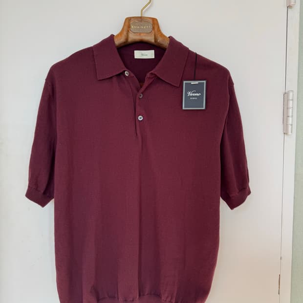 베르노 반팔 코튼 니트 버건디 새제품