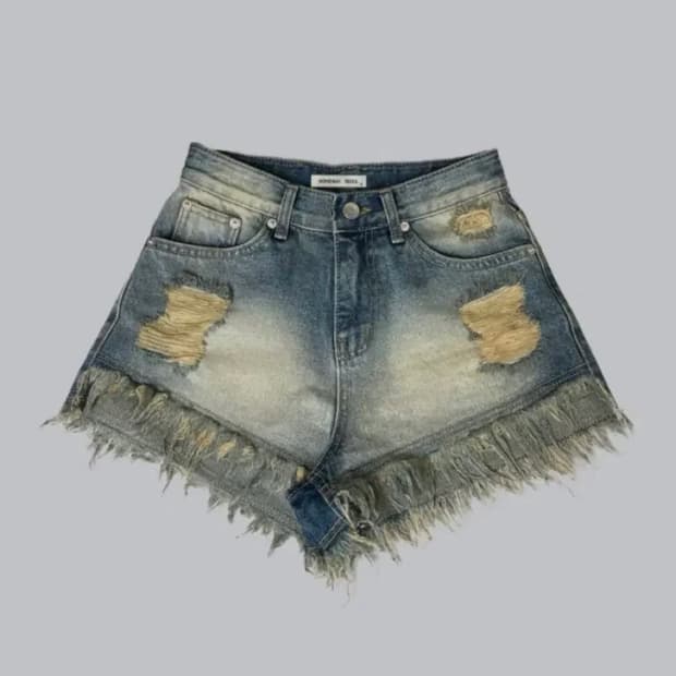 보헤미안서울 데미지 워싱 쇼츠 블루m