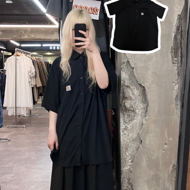 칼하트 포켓 반팔 셔츠 블랙 XL #csz4025 