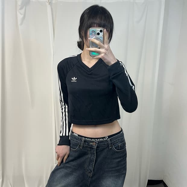 Adidas Firebird cropped jersey top