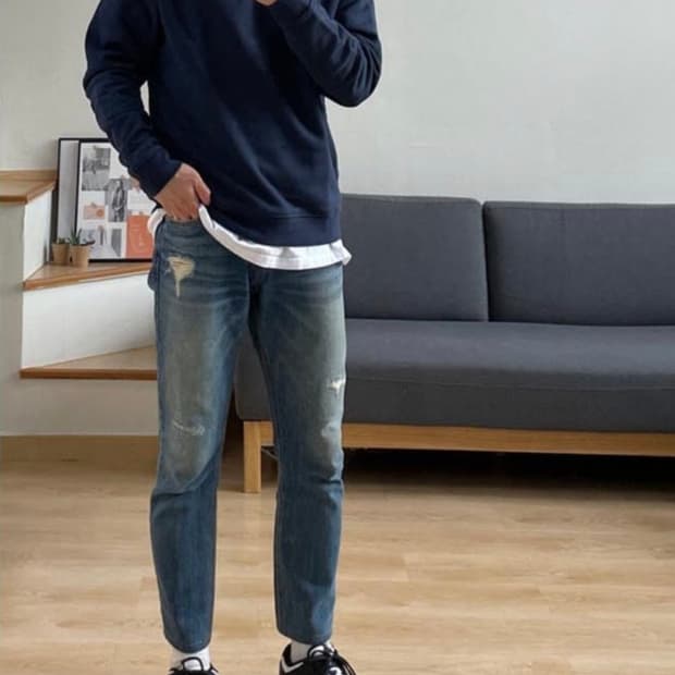 (새상품)라코스테 네이비 기모 맨투맨 XL