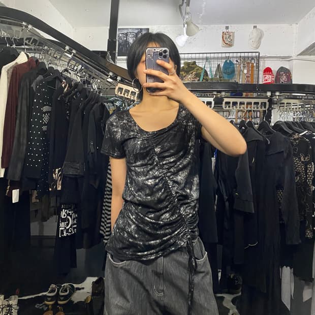 Japanese vtg 타이다이 셔링 반팔티셔츠