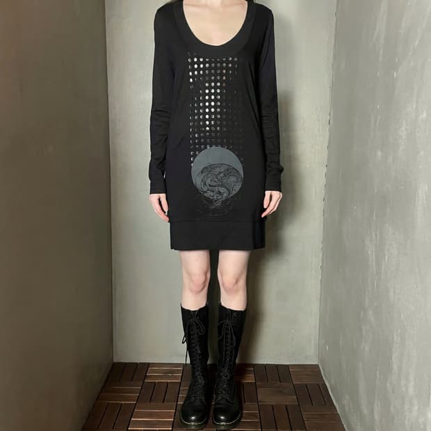 디젤 서클 그래픽 미니 드레스