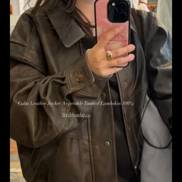 리본빛 Calm Leather Jacket