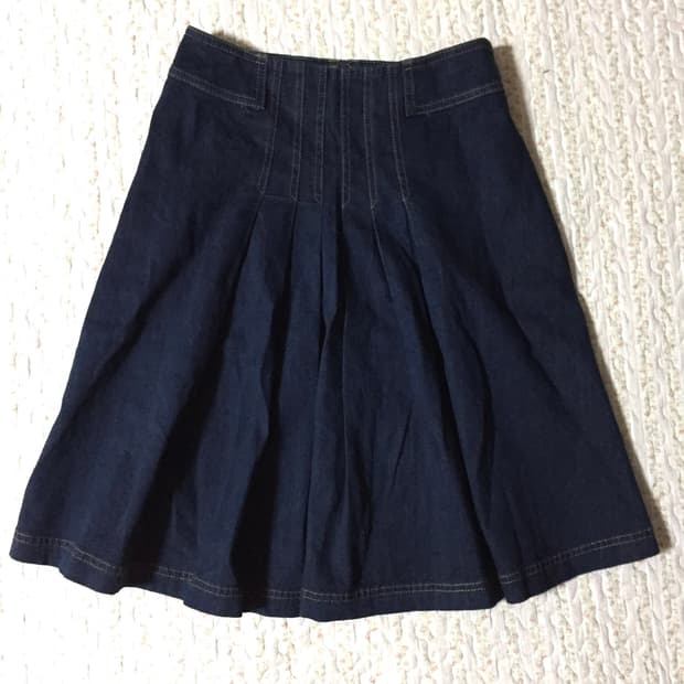 Denim pleats midi skirt