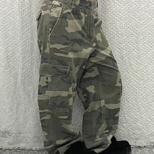 빈티지  밀리터리 카모 플라주 오버핏 카고팬츠 34인치 C06715