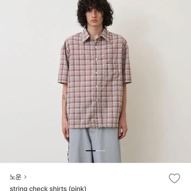 노운 핑크 체크 반팔 셔츠
