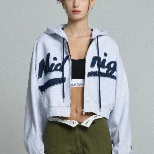 미드나잇무브 데미지 후드집업 자켓 그레이(F)