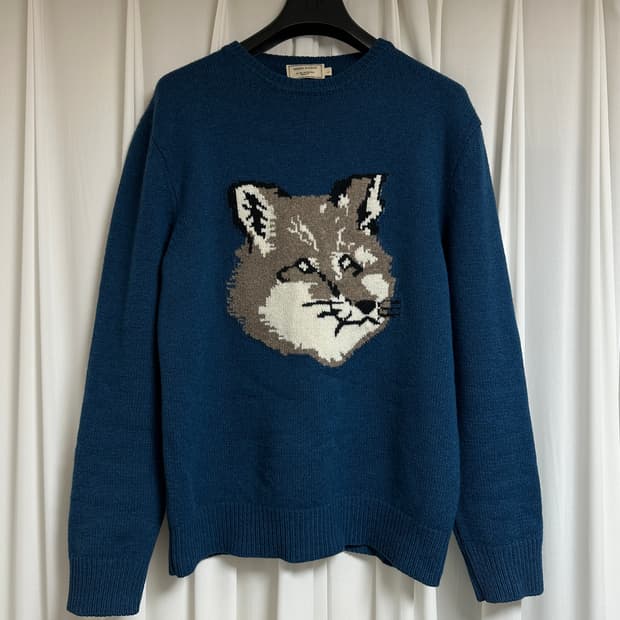메종키츠네 빅 폭스헤드 램스울 니트 L(100-105)
