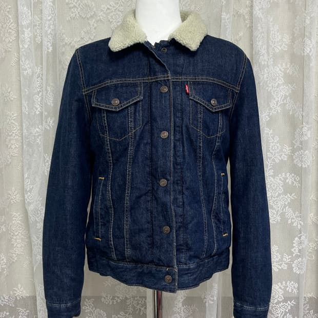 S) 리바이스 여성 쉐르파 데님 구스다운 자켓