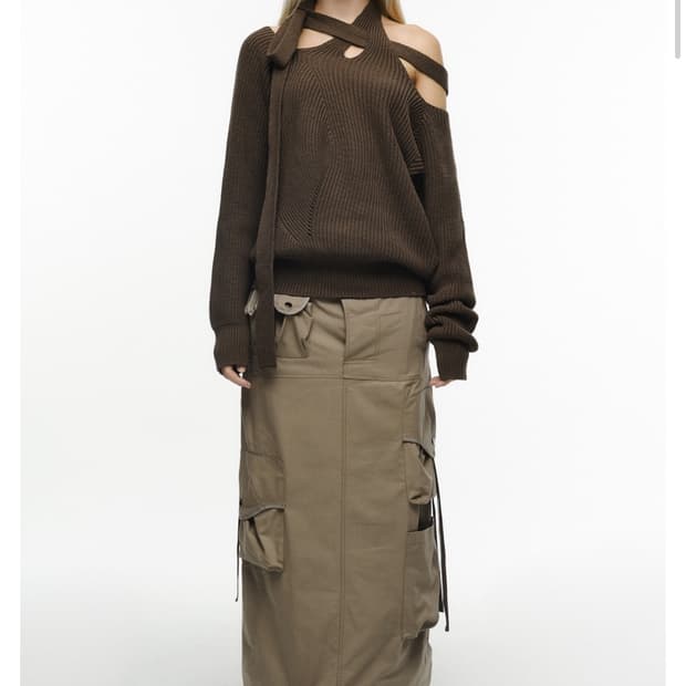 나체 STRAP CARGO MAXI SKIRT VINTAGE BEIGE