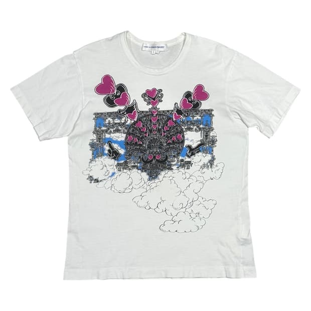 꼼데가르송 아카이브 구름 위 천상계 하트 융단 폭격 반팔 티셔츠