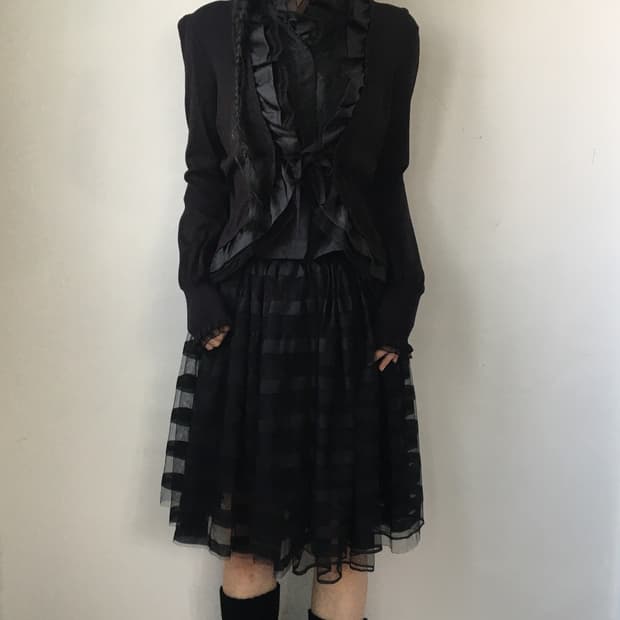 Ruffle point layered cardigan