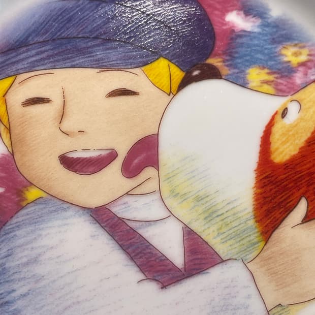 플란다스의 개 일러스트 접시