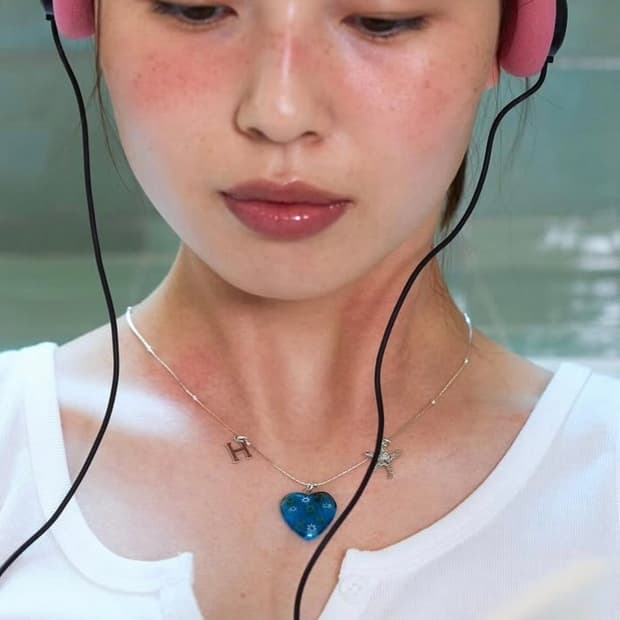 guitbol 귓볼 체코유리펜던트 실버925 목걸이