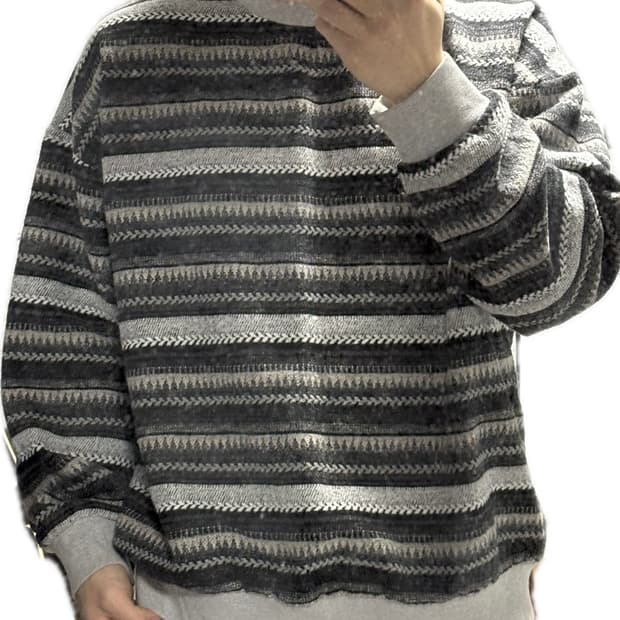 vintage 자카드 패턴 스트라이프 니트