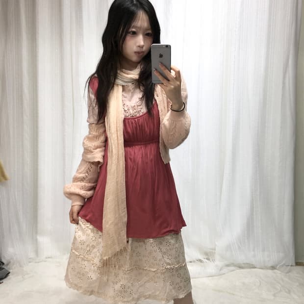 빈티지 핀터레스트 코랄 소녀 코디세트