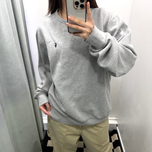 폴로 그레이 기모 스웻셔츠