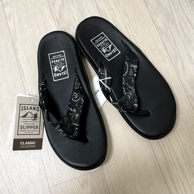아일랜드/ 블랙 레더 페이즐리 슬리퍼/ 9