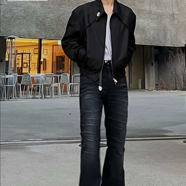 엘무드 햄튼 치노 블루종 자켓 블랙 48