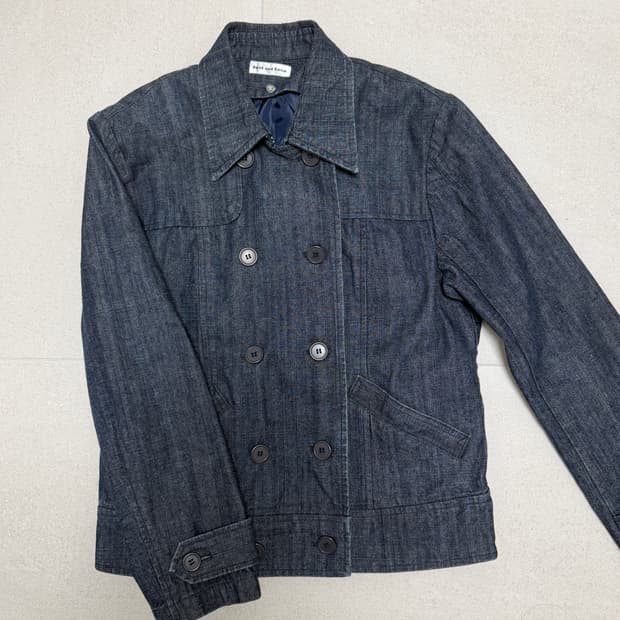 더블 버튼 데님 자켓 