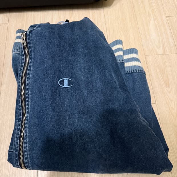 빈티지 챔피온 데님 후드 집업 자켓 M