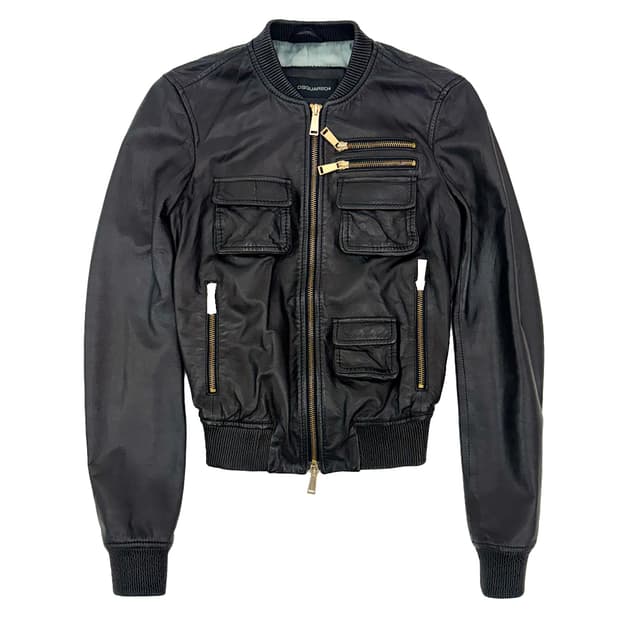 DSQUARED2 Leather Bomber Jacket/ 38