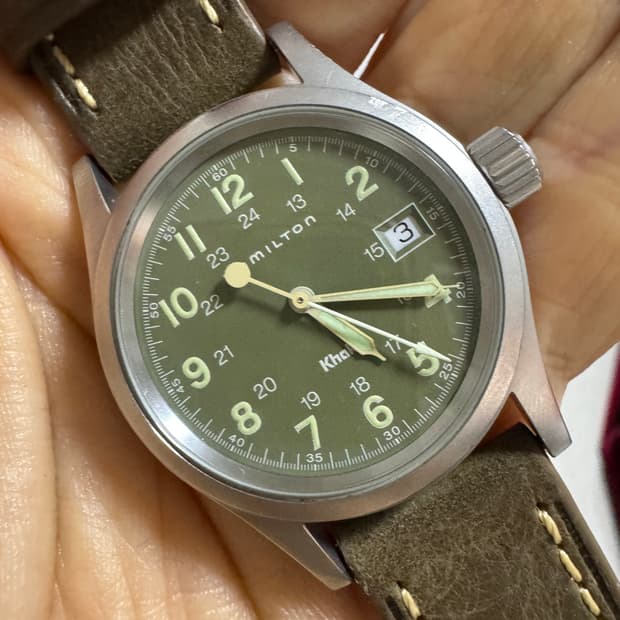 해밀턴 카키필드6359 (브레이슬릿+가죽+나토2)