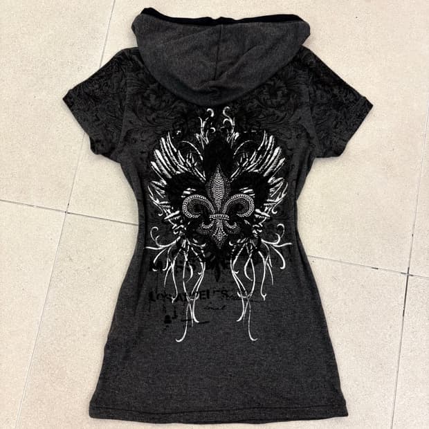 차콜 큐빅 프린팅 후디