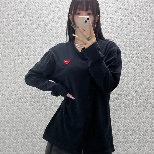 꼼데가르송 빈티지 키치 플레이 하트와펜 롱슬리브 XXL C12876