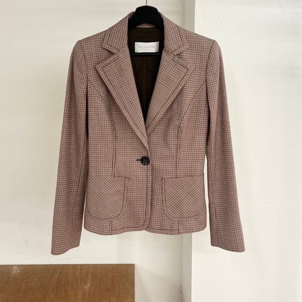 발렌티노 브라운 플래드 싱글버튼 자켓