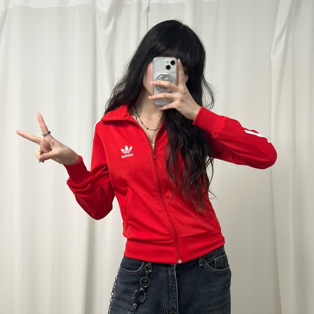 Adidas red Firebird jersey