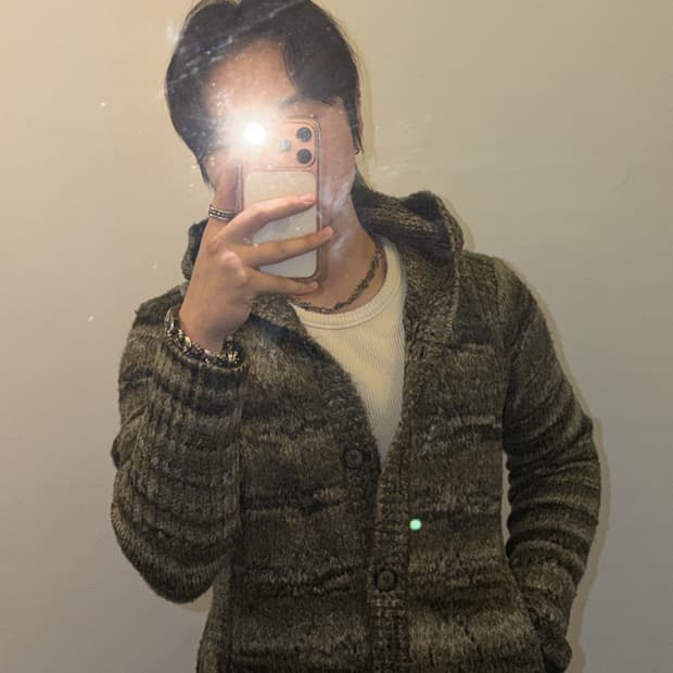 켈빈클라인 니트 버튼 후드 자켓