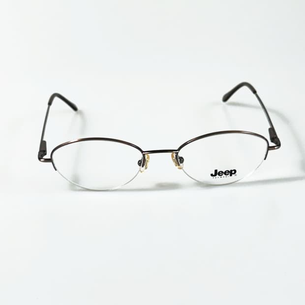 90s Jeep 브라운 오벌 반무테 프레임 빈티지 안경