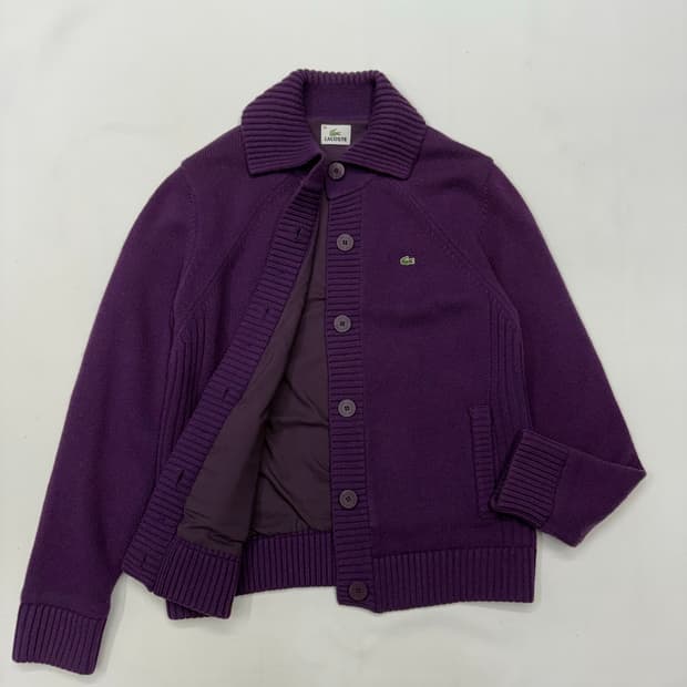 라코스테 버튼 집업 니트