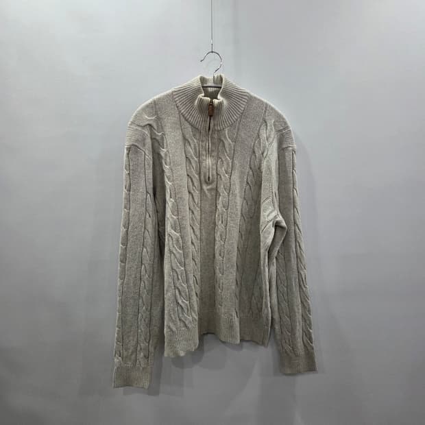 폴로랄프로렌 풀오버 하프집업 캐시미어 블랜드 케이블 니트 M