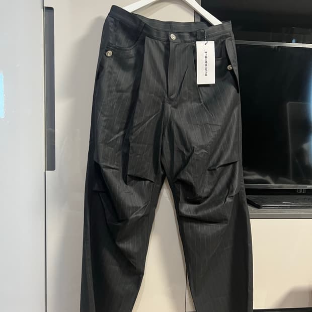 블루마블 우븐 파라슈트 팬츠 핀스타이프 울_M사이즈