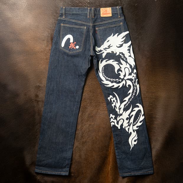 [32] OSAKA 오사카 재팬 메이드 드래곤 프린팅 데님팬츠 