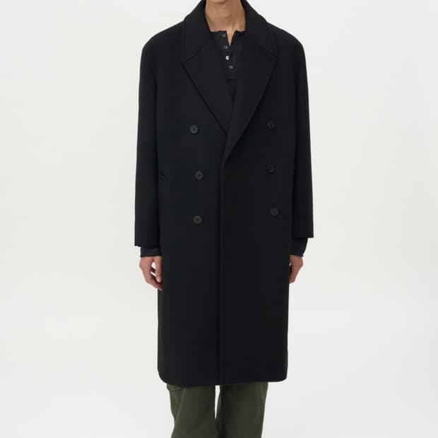 (L) 인사일런스 캐시미어 더블 롱 코트 블랙