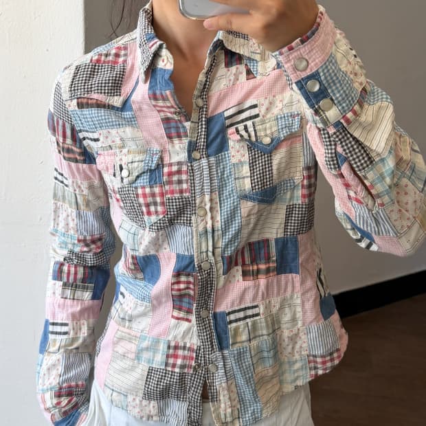 폴로 진스 컴퍼니 멀티 패치워크 웨스턴 셔츠