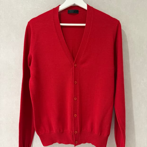 [48] prada red cardigan