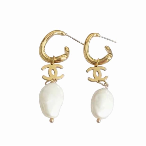 샤넬 모던 골드 진주 이어링