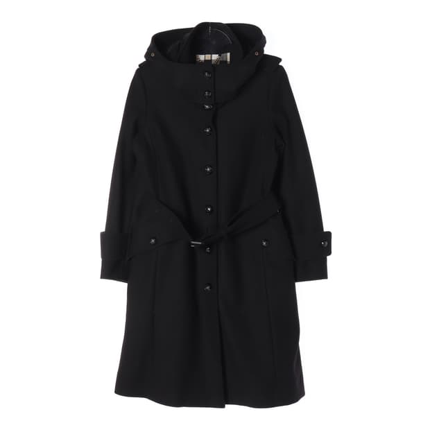 버버리 천연모피 울 블렌드 싱글 롱 코트