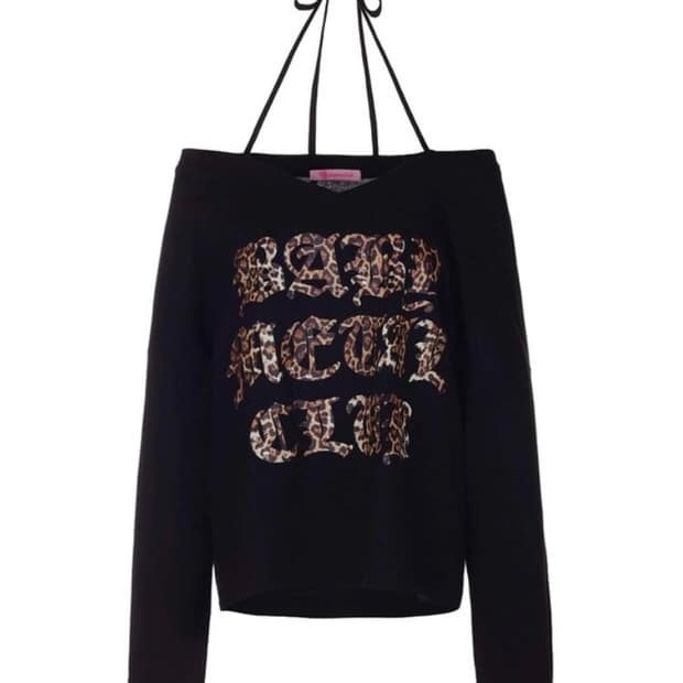 베이비메탈클럽 베메클 레오파드 로고 스트링 티 블랙