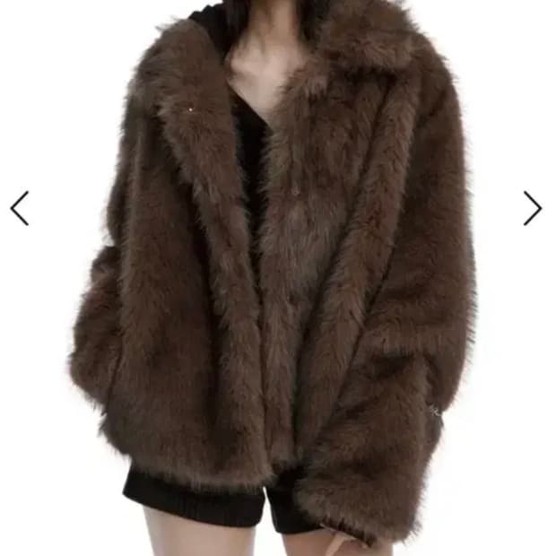 러프넥 모카 페이크 퍼 자켓 s