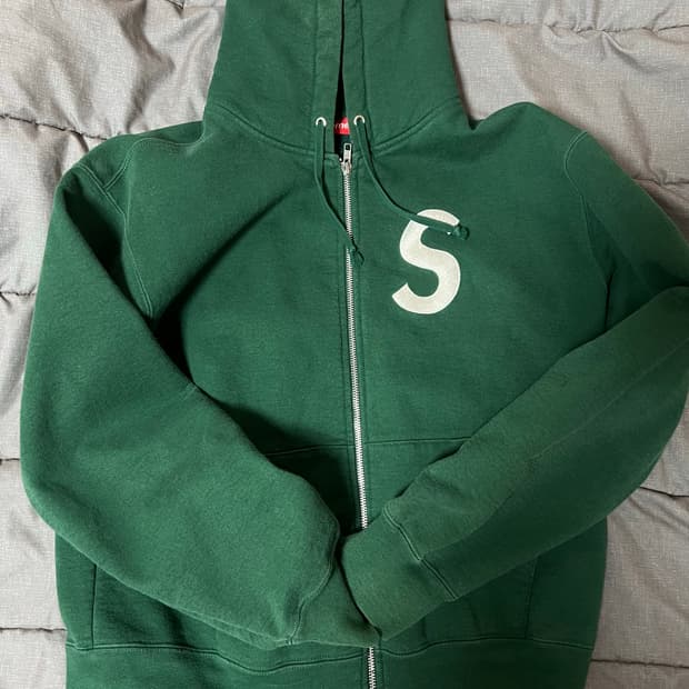 슈프림 S로고 후드집업 그린 스몰