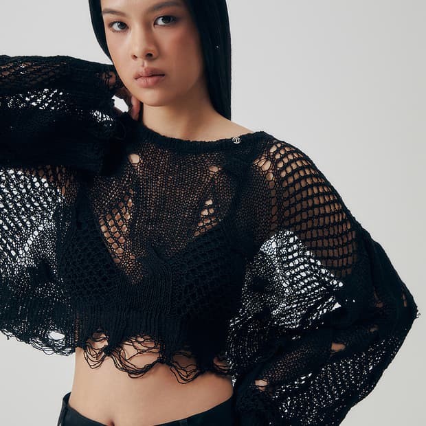 트리밍버드 크롭 니트