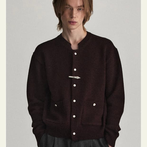 (3)웨이비니스 바시티라인 가디건 버건디 3사이즈 