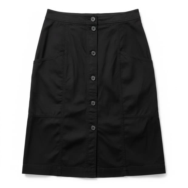 Kuho plus 블랙 버튼 미디 스커트